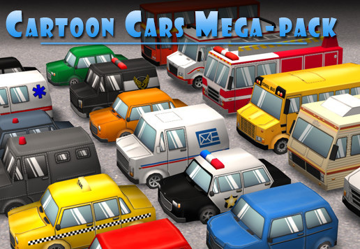 Cartoon Cars Mega Pack Mesh Full Perm