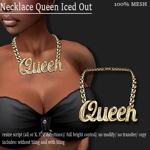 NECKLACE QUEEN ICED OUT GOLD   -RYCA-