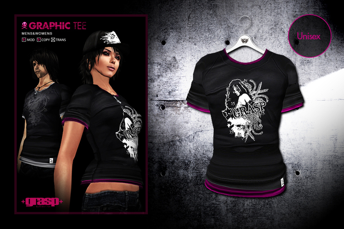 +grasp+/graphic#1 print Tee/black+pink