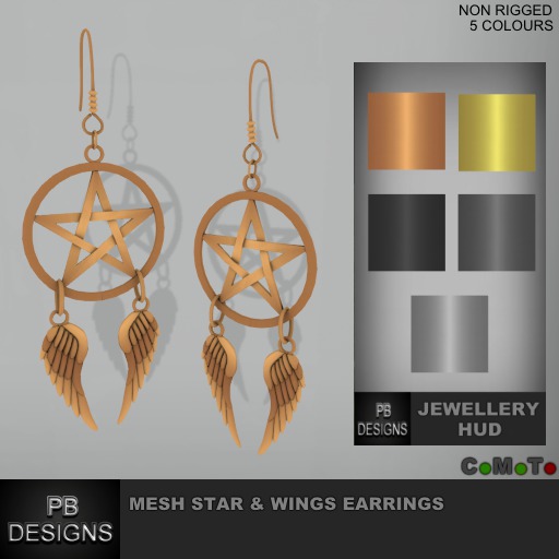 *PB* Mesh Star & Wings Earrings