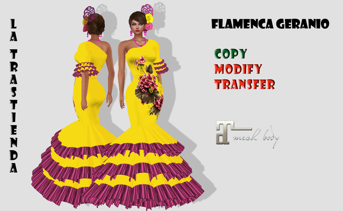 (XR)VESTIDO FLAMENCA GERANIO