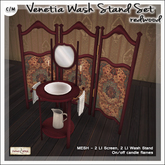 [V/W] Venetia Wash Stand Set Redwood - Victorian chamber basin with privacy screen
