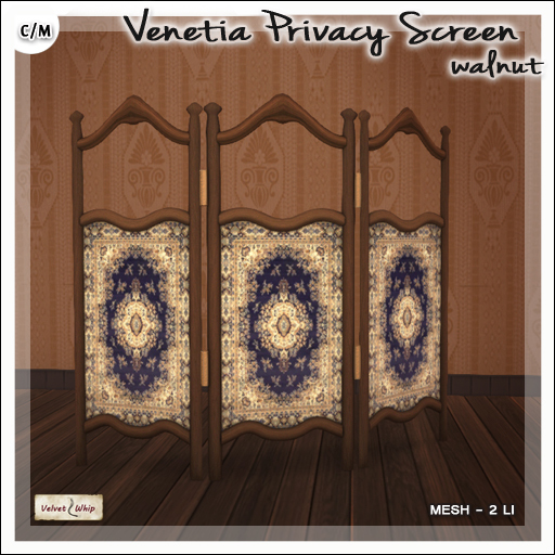 [V/W] Venetia Privacy Screen Walnut - Victorian style chamber divider