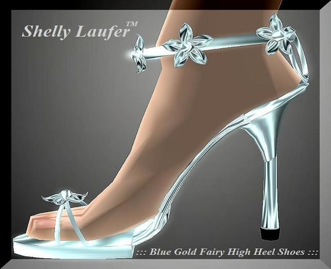 ::: Shelly Laufer Blue Gold Fairy High Heel Shoes :::