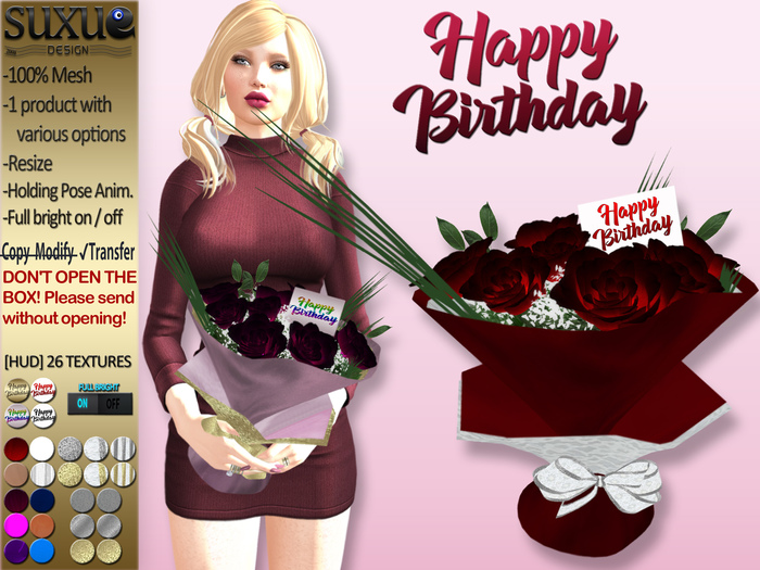 [SuXue Mesh] Adsila - Happy Birthday - Bouquet - Resize DEMO