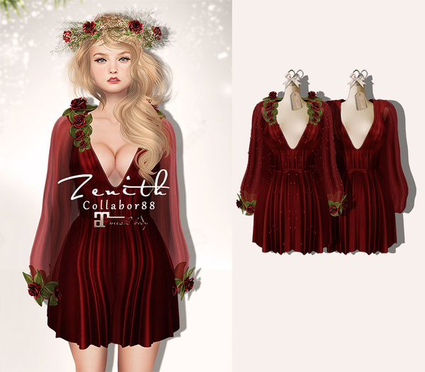 =Zenith=Spring Flower Dress (Red) -Maitreya