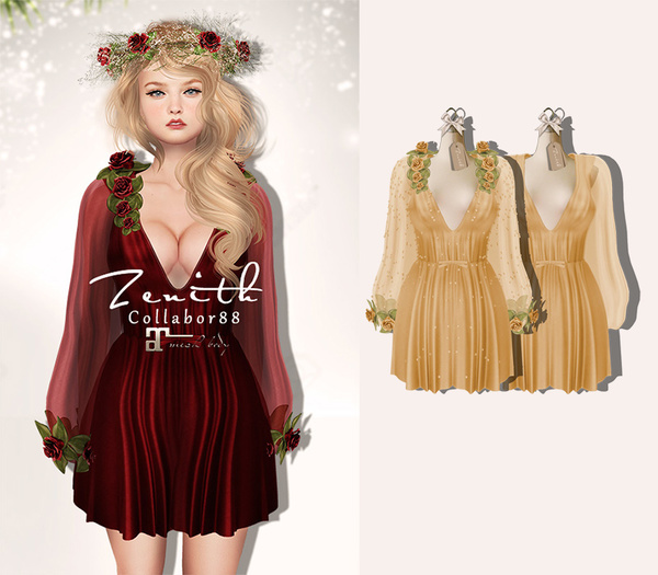 =Zenith=Spring Flower Dress (Gold) -Maitreya