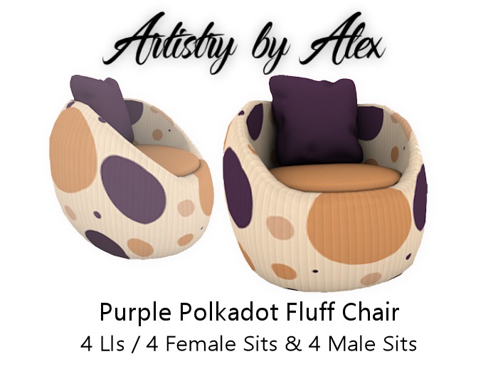 Artistry by Alex - Purple Polka Fluff Chair