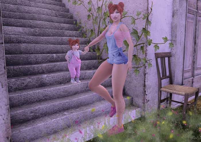 *MB* Bento pose going down the stairs
