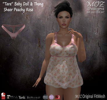 Second Life Marketplace - !MOZ "Tara" Peachy Rose Baby Doll & Thong