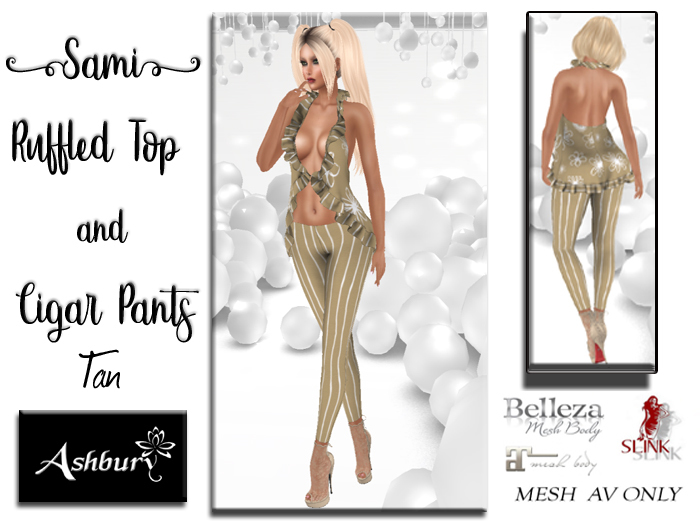 [ASHBURY] Sami Ruffled Top & Leggings-TAN