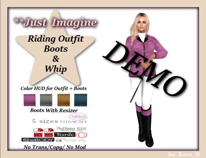 ** Just Imagine DEMO Complete Riding Outfit  By Zara B