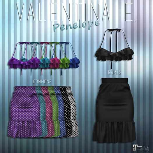 :V.e. Penelope Ruffled Blue SET
