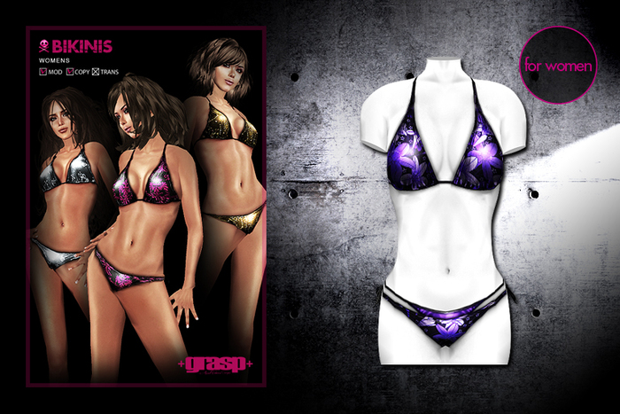 +grasp+/Flowered bikini/Purple