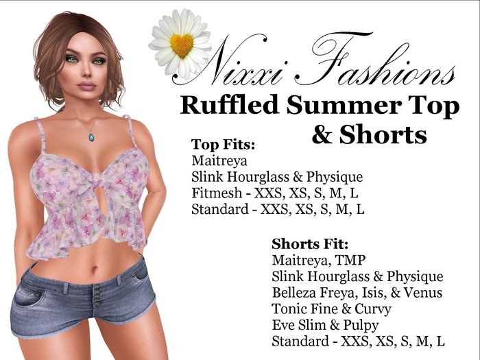 Nixxi Fashions - Women's Ruffled Summer Top & Shorts Outfit