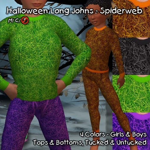 R(S)W Halloween Kid's Long Johns - Spiderweb