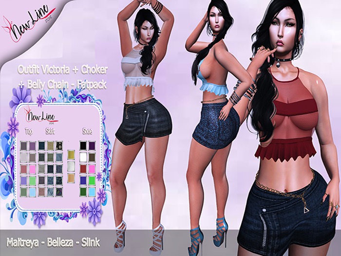 .:: New Line Store::.Outfit Victoria+Belly Chain+Choker-Fatpack