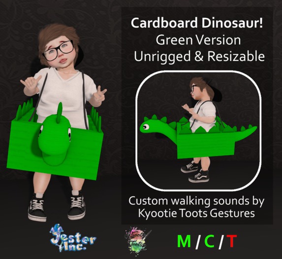 [Jester Inc.] Green Cardboard Dinosaur! - BOXED