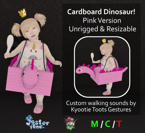 [Jester Inc.] Pink Cardboard Dinosaur! - BOXED