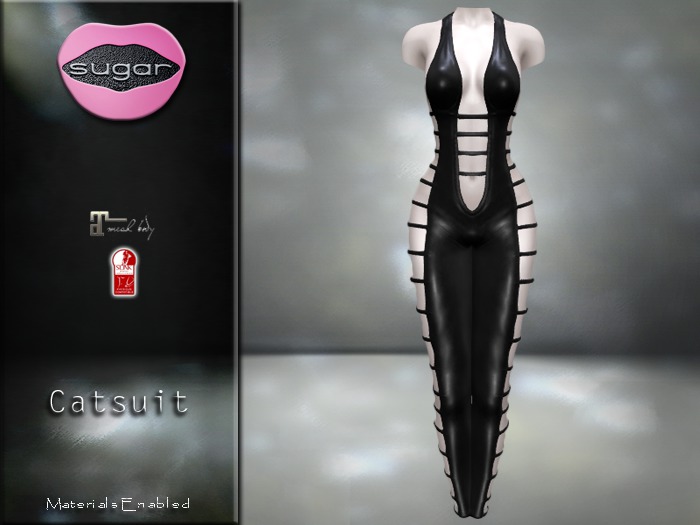 :-:SUGAR:-: Catsuit {BLACK RUBBER}