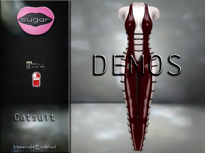 :-:SUGAR:-: Catsuit {RED STRIPE} DEMO