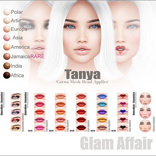 Glam Affair - Tanya - Catwa Mesh Head Applier - Africa