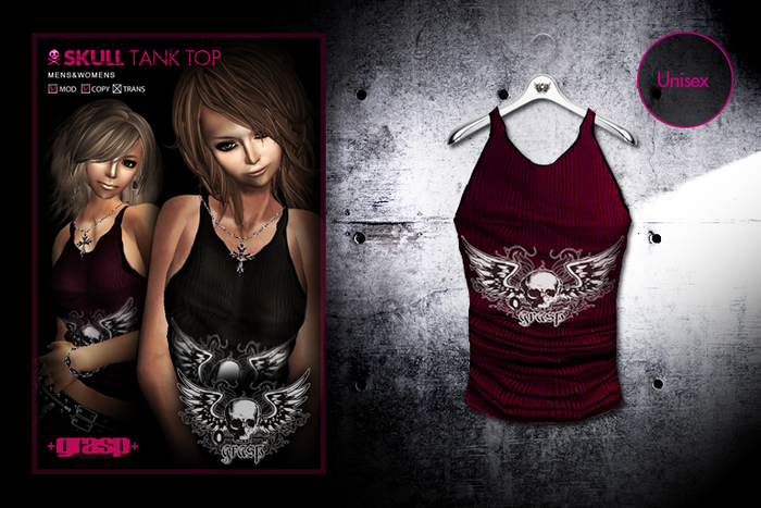 +grasp+/Skull Tank Top/Red