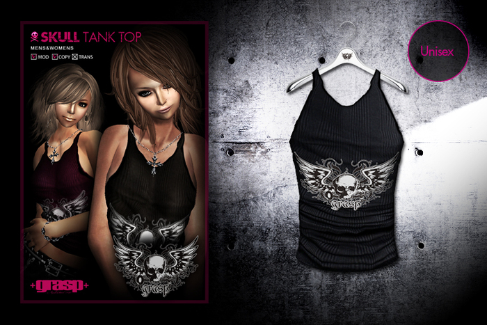 +grasp+/Skull Tank Top/Black