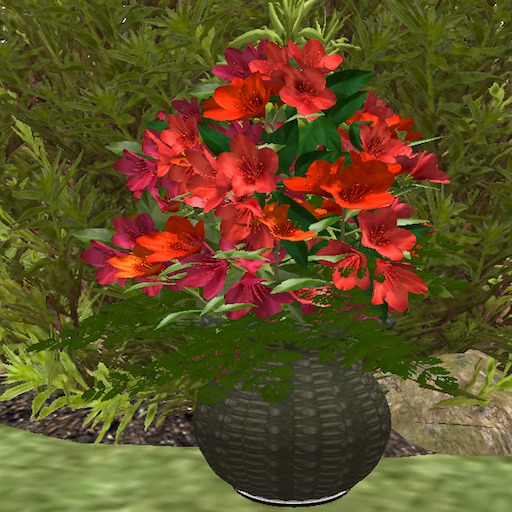 #CR_MD2017 Rhododendron Floral Arrangement Red in Black Vase