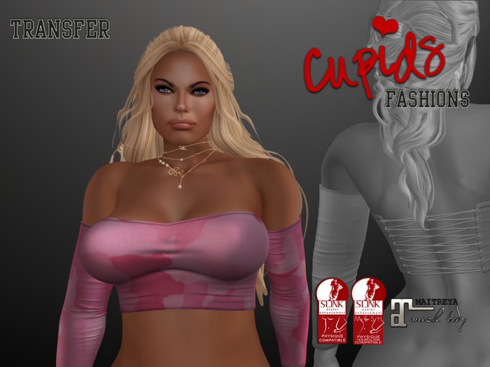 *CF* LACED UP BACK HALTER TOP PINK CAMO