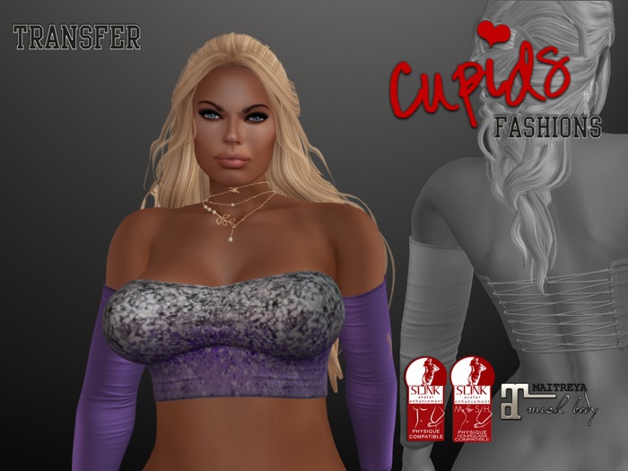 *CF* LACED UP BACK HALTER TOP PURPLE GLITTER