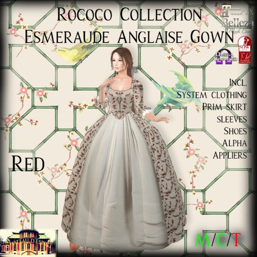 ~CdE~ Rococo Esmeraude RED Anglaise Gown