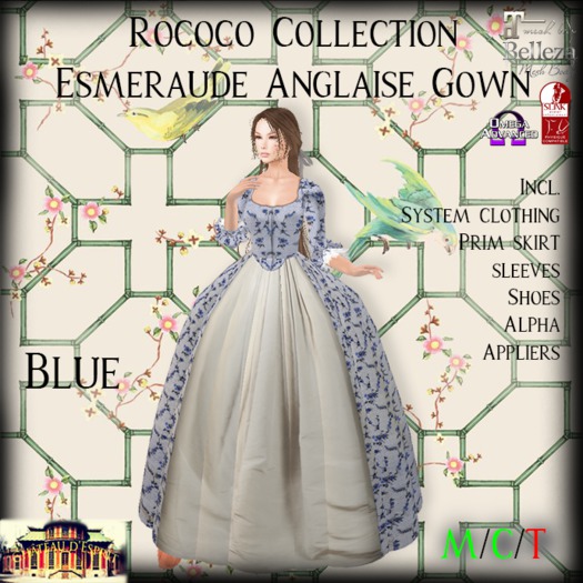 ~CdE~ Rococo Esmeraude BLUE Anglaise Gown