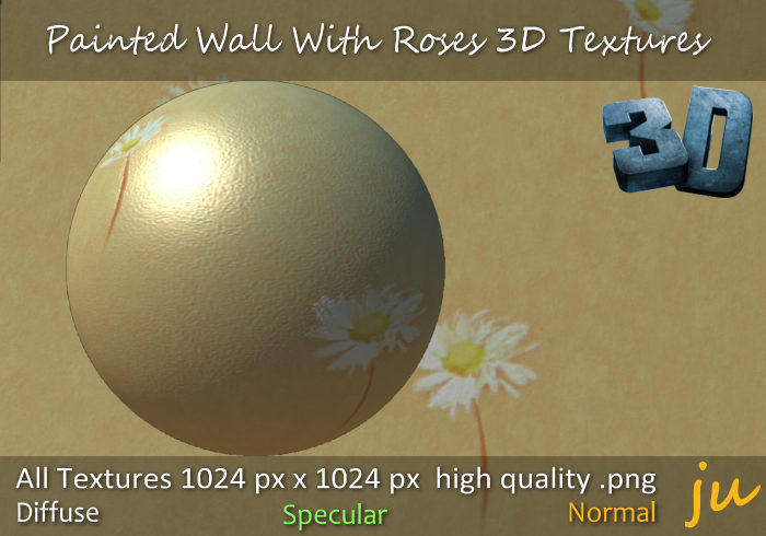 JU Painted Wall With Roses 3D Textures Full Perm