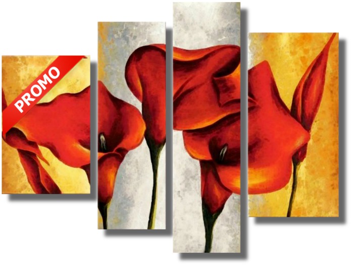 Red flowers triptych