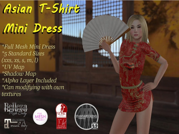 S*A*K*U*R*A Mesh Asian T-Shirt Mini Dress - Red