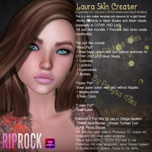 RipRock-Laura Skin Creator for CATWA and LAQ, psd files