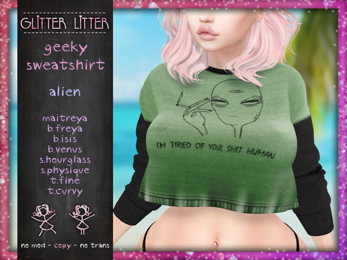 - Glitter Litter - Geeky Sweatshirt - Alien