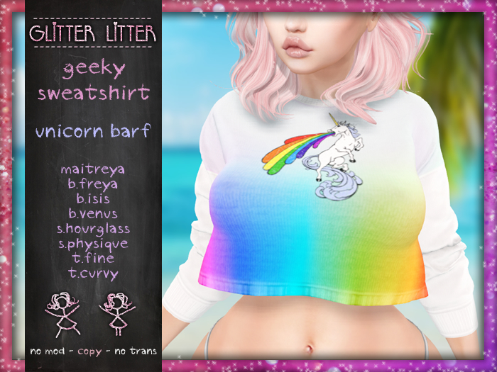 - Glitter Litter - Geeky Sweatshirt - Unicorn Barf