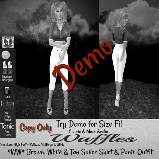 Demo *WW* Brown, White & Tan Sailor Shirt & Pants Outfit