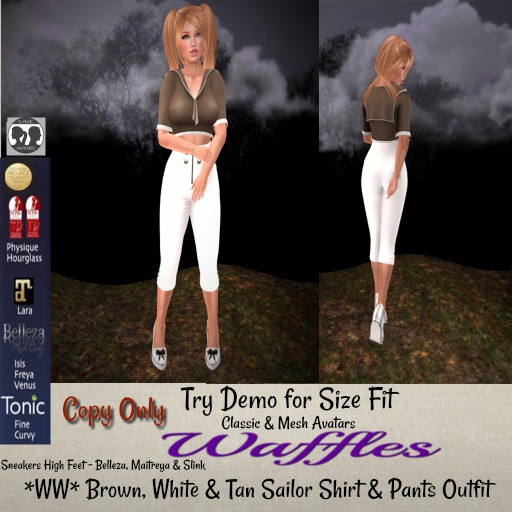 *WW* Brown, White & Tan Sailor Shirt & Pants Outfit