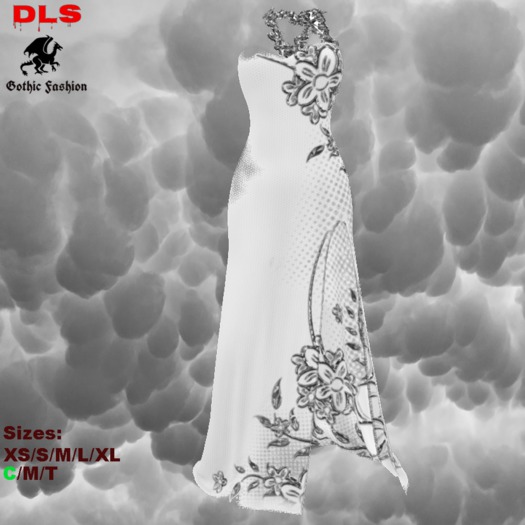 Second Life Marketplace Strapless Prom Dress white flowers XSXL boxed