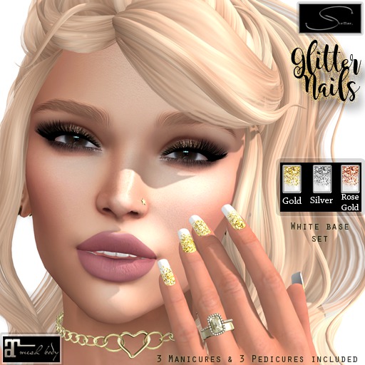 Second Life Marketplace [Stellar] Glitter Nails White Base Nail