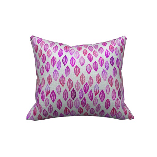 Pomegranate - Leaves Pillow - Raspberry