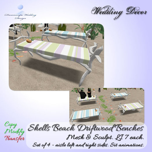Shells Beach Driftwood Benches [Boxed]