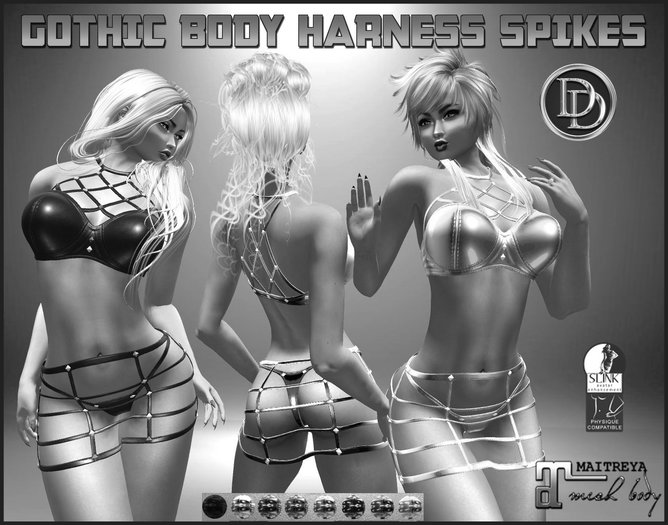 ☾ⅅⅅ☽ GOTHIC BODY HARNESS SPIKES / MAITREYA / SLINK / DEMO