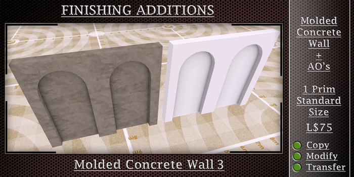 Molded concrete Wall 3 Double and Single Arch Full Perm Mesh