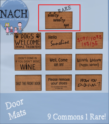 NACH Door Mat 'Bibbity Bobbity Bye'' RARE