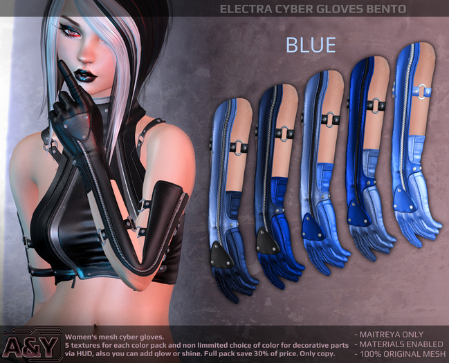 A&Y Electra Cyber Gloves - Blue