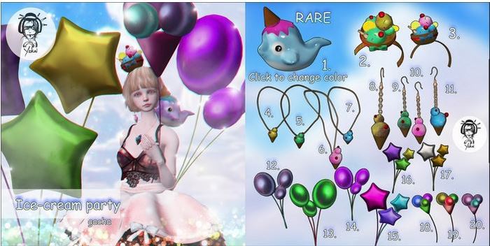 9.Yokai - Ice-cream party - Earrings (mint)